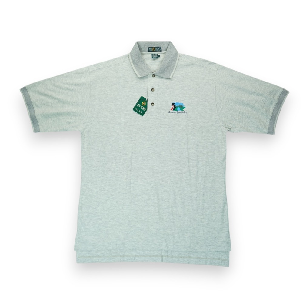 NWT AM Player Mens Gray Short Sleeve Cotton Polo Golf Shirt Large "River Valley"